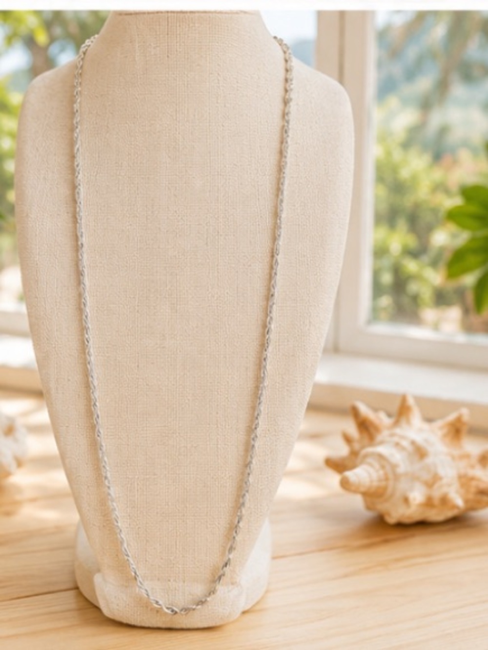 Vintage Napier Silver Tone Rope Chain Necklace 29 Inches Minimalist     Timeless